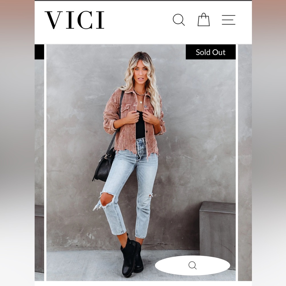 VICI PADDINGTON DISTRESSED COTTON CORDUROY JACKET - CAMEL